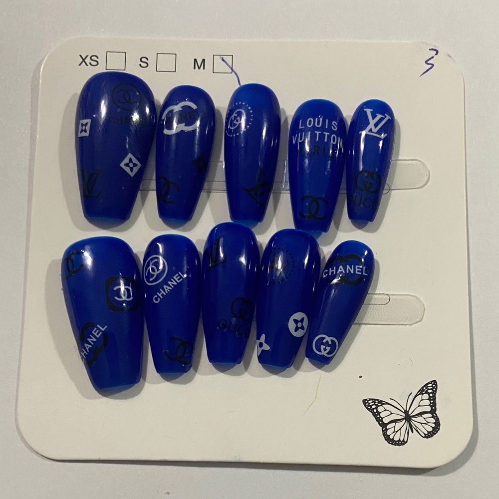 New blue fake nail fashion set